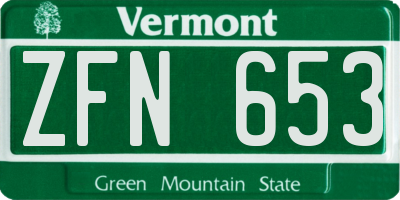 VT license plate ZFN653
