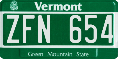 VT license plate ZFN654