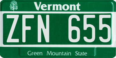 VT license plate ZFN655