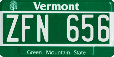 VT license plate ZFN656