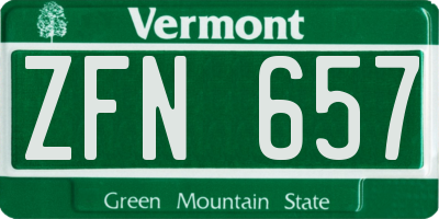 VT license plate ZFN657