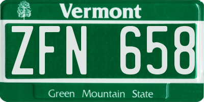 VT license plate ZFN658