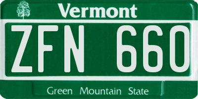 VT license plate ZFN660