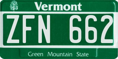 VT license plate ZFN662