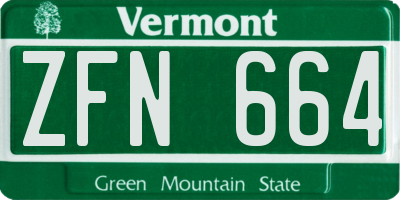 VT license plate ZFN664