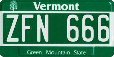 VT license plate ZFN666