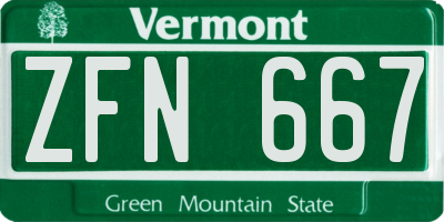 VT license plate ZFN667