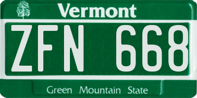 VT license plate ZFN668