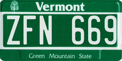 VT license plate ZFN669