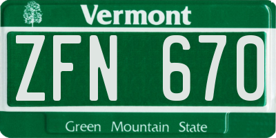 VT license plate ZFN670