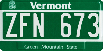 VT license plate ZFN673