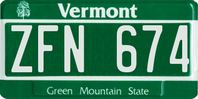 VT license plate ZFN674