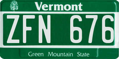 VT license plate ZFN676