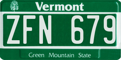 VT license plate ZFN679