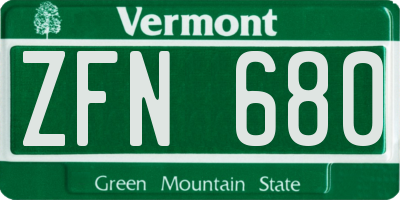 VT license plate ZFN680