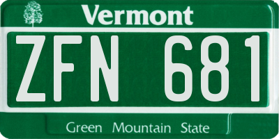 VT license plate ZFN681