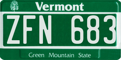 VT license plate ZFN683