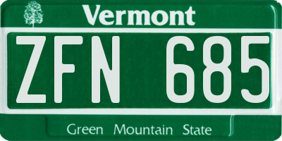 VT license plate ZFN685