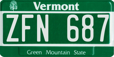 VT license plate ZFN687