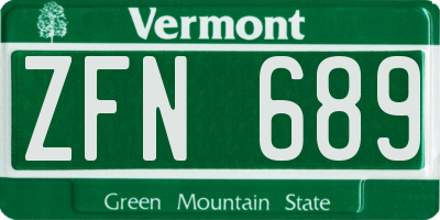 VT license plate ZFN689