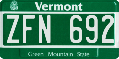 VT license plate ZFN692