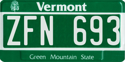 VT license plate ZFN693