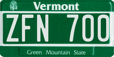 VT license plate ZFN700
