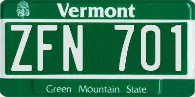 VT license plate ZFN701