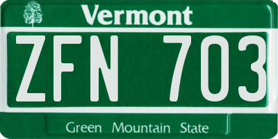 VT license plate ZFN703