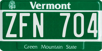 VT license plate ZFN704