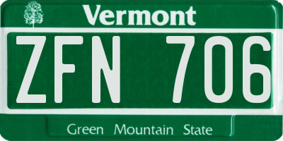 VT license plate ZFN706