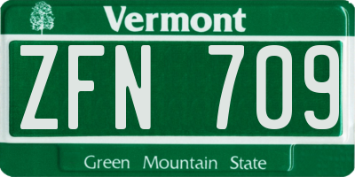 VT license plate ZFN709