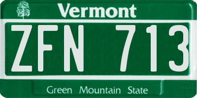 VT license plate ZFN713