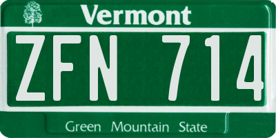 VT license plate ZFN714