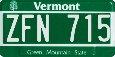 VT license plate ZFN715