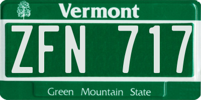 VT license plate ZFN717