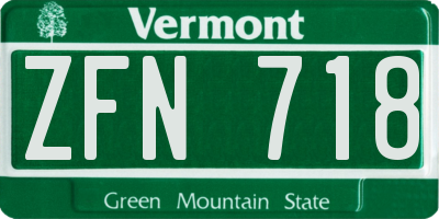VT license plate ZFN718