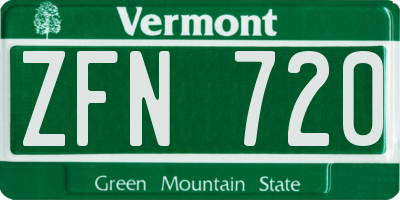 VT license plate ZFN720