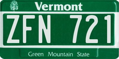 VT license plate ZFN721