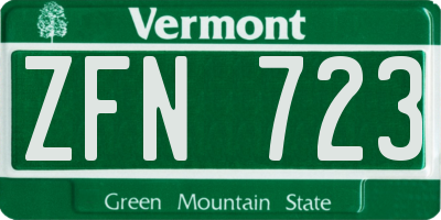 VT license plate ZFN723
