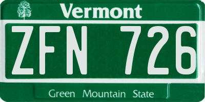 VT license plate ZFN726