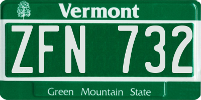 VT license plate ZFN732