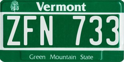 VT license plate ZFN733