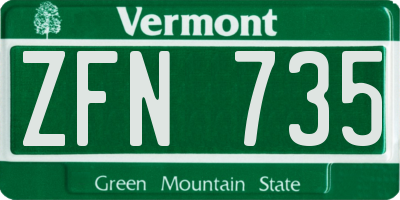 VT license plate ZFN735