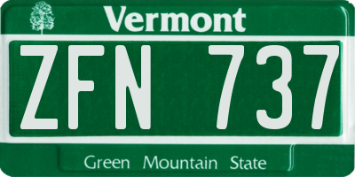 VT license plate ZFN737
