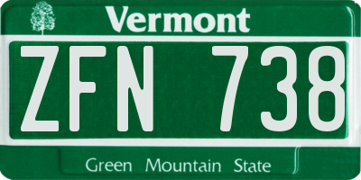 VT license plate ZFN738