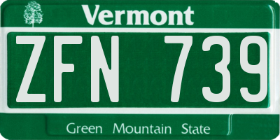 VT license plate ZFN739