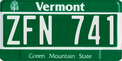 VT license plate ZFN741