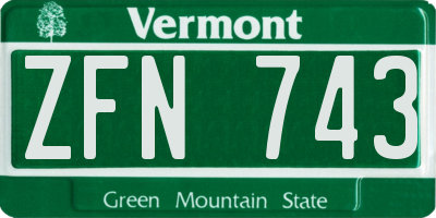 VT license plate ZFN743