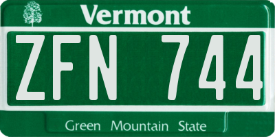 VT license plate ZFN744
